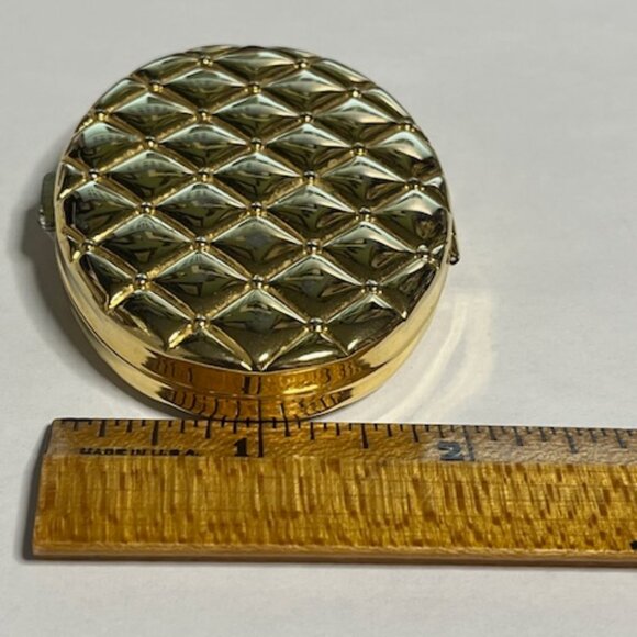 VTG Gold Tone Oval Compact Double Mirror Case 2.75"x2.25" - Picture 11 of 13